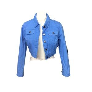 Forever 21 Vibrant Blue Women's Y2K Crop Jean Jacket size s